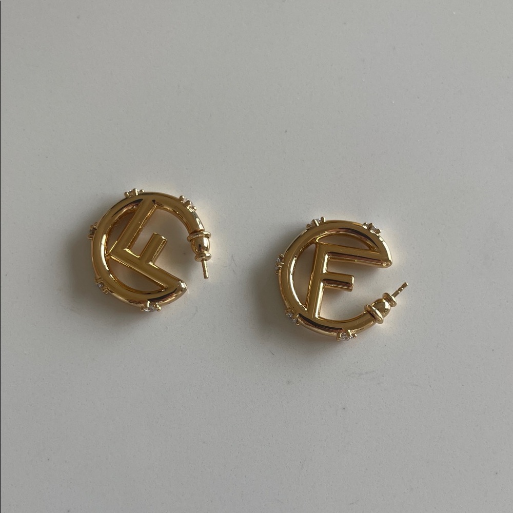 Fendi Gold Logo Hoop Earrings